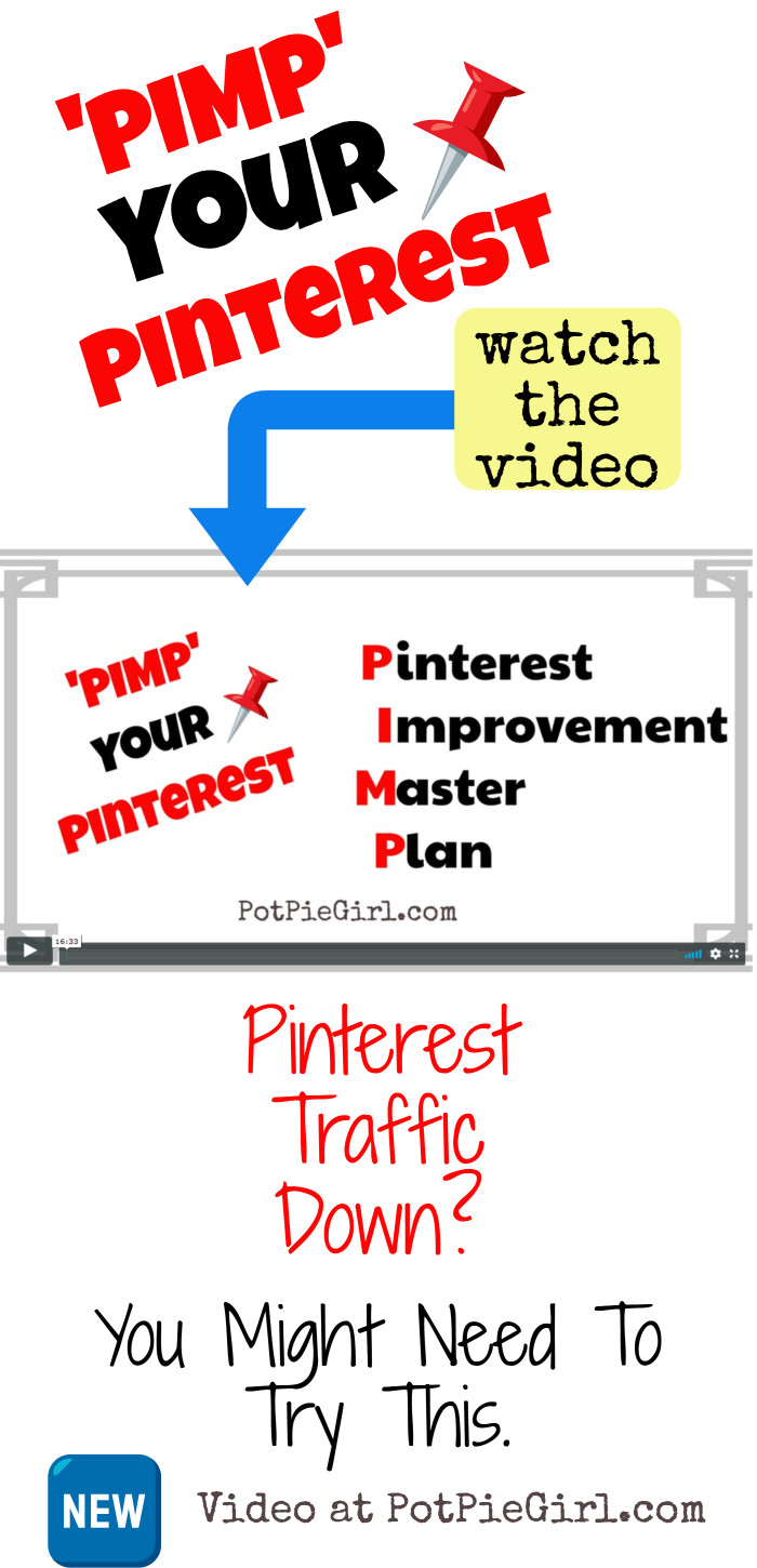 Is your blog traffic from Pinterest down?  Feel like something has changed? (you're right!) Feel like Group Boards don't work anymore? (not true)  Watch my Pinterest Improvement Master Plan for bloggers video for more info...