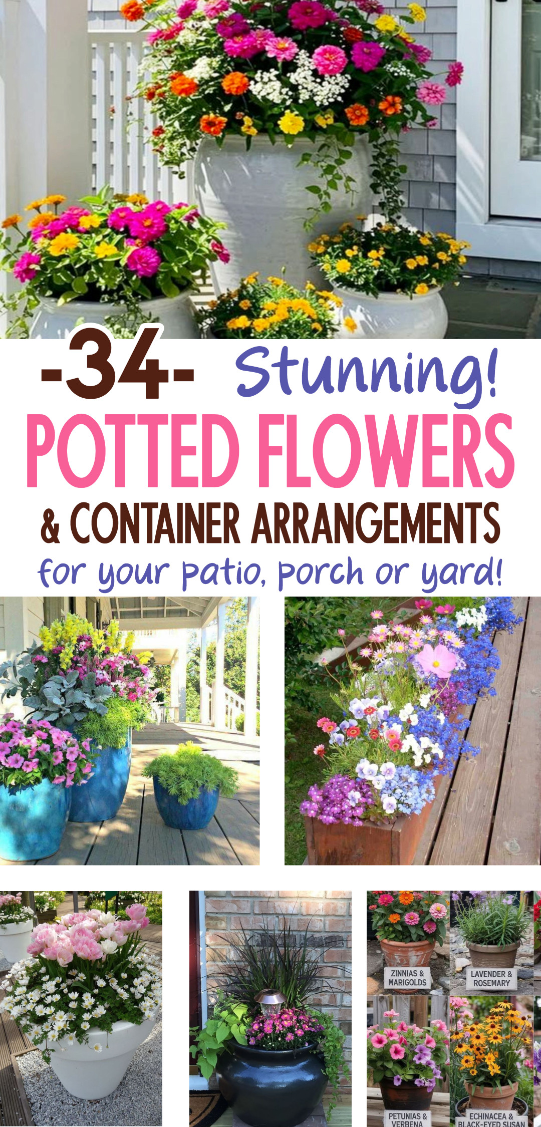 34 Stunning Potted Flowers and Container Arrangements For Your Patio, Porch Or Yard